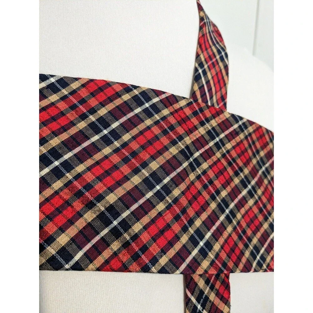 Vintage Rooster Ruffler Collection Red Plaid Silk Tie Necktie Mens 4in